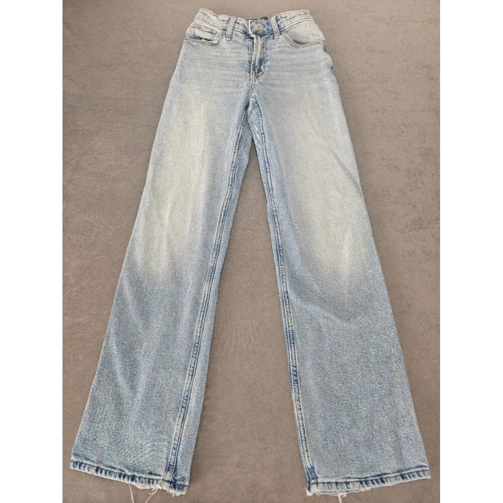 Hollister Ultra High Rise Dad Jeans Womens 23R Light Wash Wide Leg